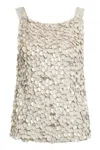 P.a.r.o.s.h Beige Sleeveless Rhinestoned Top In Beige