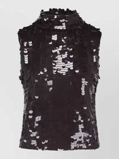 P.a.r.o.s.h Sequin Top Fitted Silhouette High Neckline In Brown