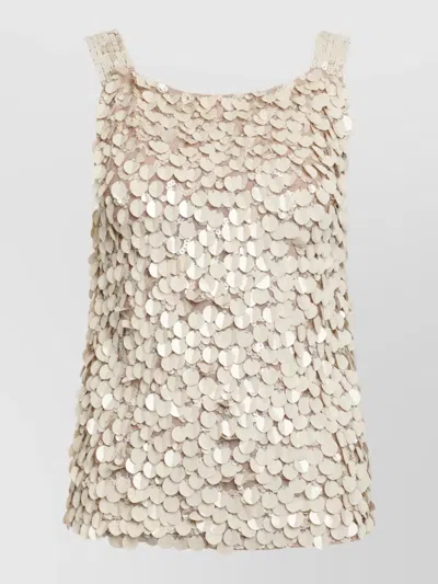 P.a.r.o.s.h Parosh Sequin Top In Beige