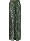 P.a.r.o.s.h Sequin Wide-leg Trousers In Green