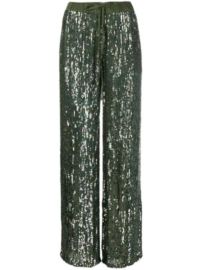 P.a.r.o.s.h Sequin Wide-leg Trousers In Green