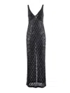 P.a.r.o.s.h Sequined Black Evening Dress With Deep V-neckline In Black