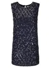 P.a.r.o.s.h Sequined Blue Mini Dress With Round Neckline In Black