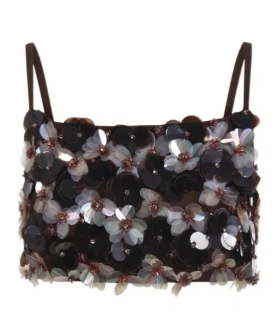 P.a.r.o.s.h Sequined Cropped Tank Top In Black