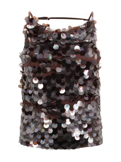 P.a.r.o.s.h Sequined Cropped Top In Brown