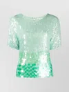 P.a.r.o.s.h Sequined Gradient Top Keyhole Back In Multi
