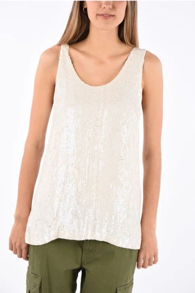 P.a.r.o.s.h Sequined Gughi Oversized Top In Neutral