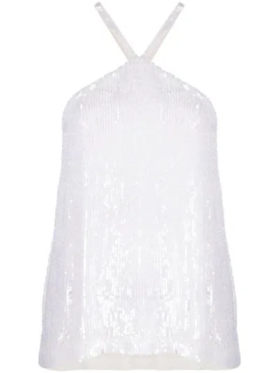 P.a.r.o.s.h . Sequined Halterneck Tank Top In White
