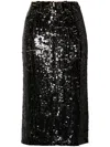 P.a.r.o.s.h . Dark Grey Midi Skirt With Micro Sequins In Black