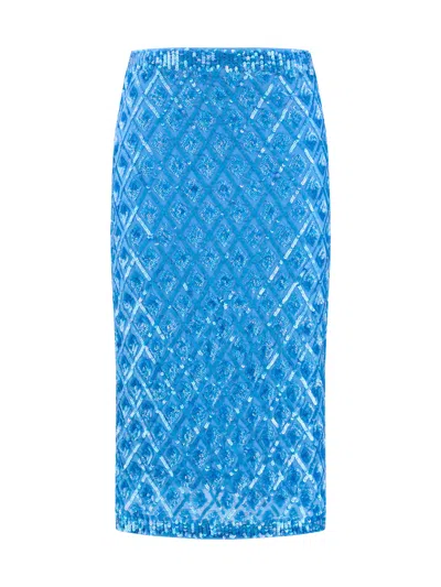 P.a.r.o.s.h P. A.r. O.s. H. Sequined Midi Women's Skirt In Blu Cielo