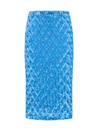 P.a.r.o.s.h Sequined Midi Skirt In Blue