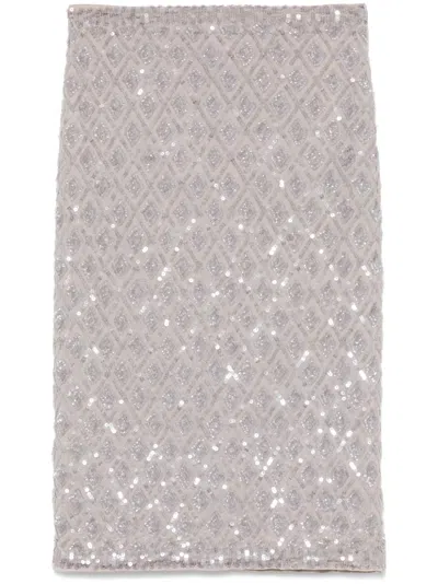 P.a.r.o.s.h Sequined Midi Skirt In Neutrals
