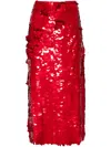 P.a.r.o.s.h Sequined Midi Skirt In Red