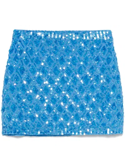 P.a.r.o.s.h Sequined Mini Skirt In Blue