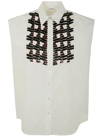 P.a.r.o.s.h Sequined Plastron Shirt In White