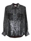 P.a.r.o.s.h Dark Brown Sequin Shirt In Brown