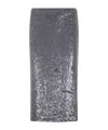 P.a.r.o.s.h Midi Skirt With Elastic Waistband And Sequins In Gray