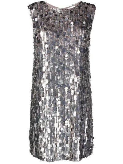 P.a.r.o.s.h Sequined Sleeveless Dress In Silver