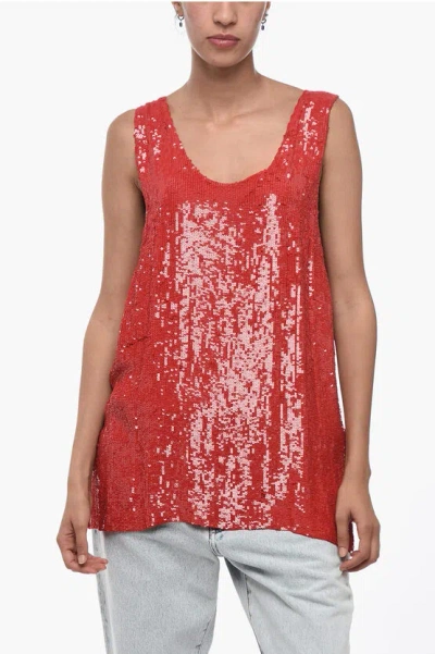 P.a.r.o.s.h Sequined Tank Top In Pink
