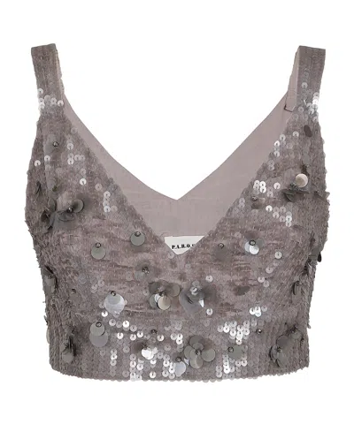 P.A.R.O.S.H P.A.R.O.S.H. SEQUIN EMBELLISHED V-NECK TOP