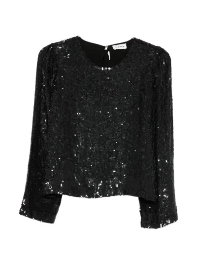 P.a.r.o.s.h Sequin-embellished Bow-detail Blouse In Black