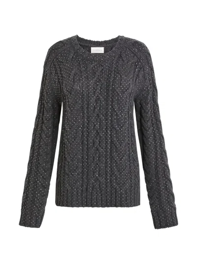 P.a.r.o.s.h Sequin-embellished Cable-knit Sweater In Gray