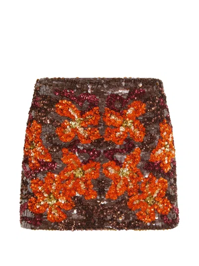 P.a.r.o.s.h Sequin-embellished Floral Mini Skirt In Multi