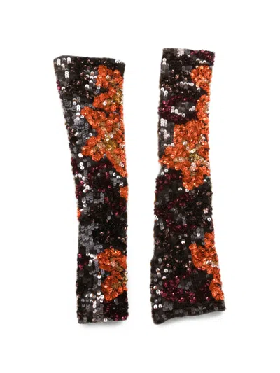 P.a.r.o.s.h Sequin-embellished Floral-pattern Gloves In Multi