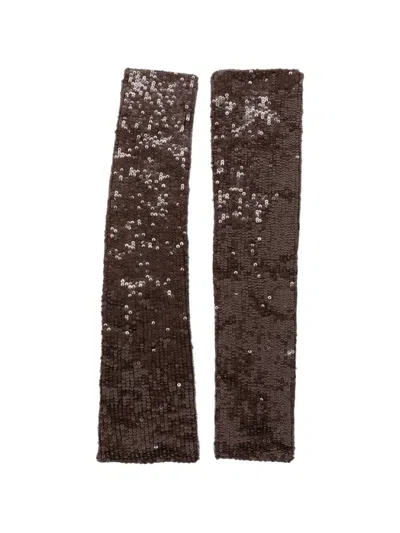 P.a.r.o.s.h Sequin-embellished Gloves In Brown