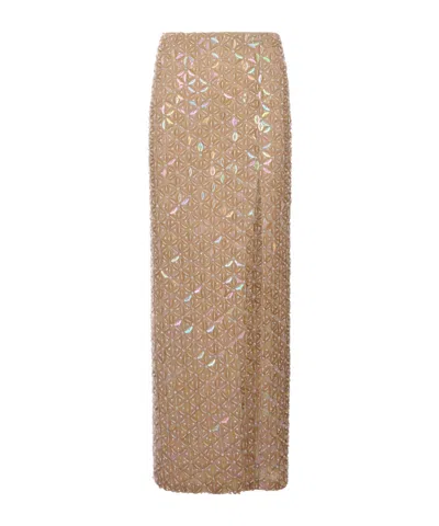 P.a.r.o.s.h Sequin-embellished Maxi Skirt In Brown