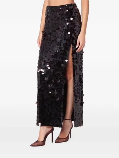 P.a.r.o.s.h Fitted Mini Skirt With Shimmering Sequin Embellishments In Black