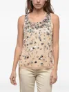 P.a.r.o.s.h Sequin-embellished Mesh Top In Neutral