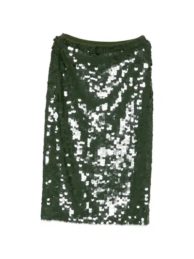 P.a.r.o.s.h Sequin-embellished Midi Skirt In Green