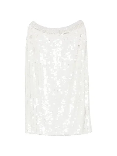 P.a.r.o.s.h Sequin-embellished Midi Skirt In White