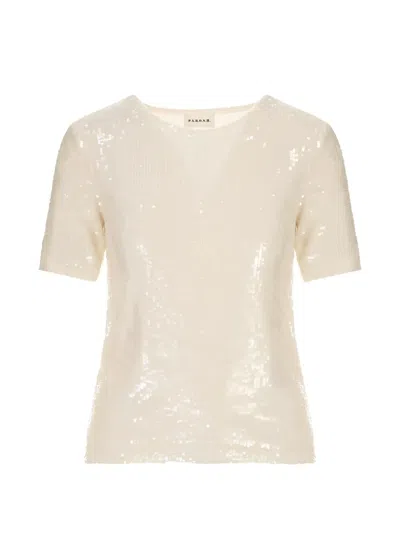 P.a.r.o.s.h Sequin-embellished Short-sleeve T-shirt In Neutral