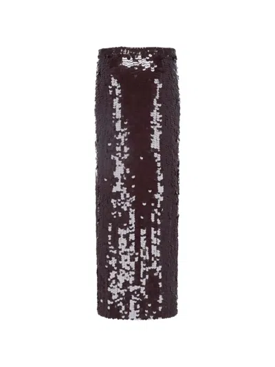 P.a.r.o.s.h Sequin-embellished Slit Maxi Skirt In Purple