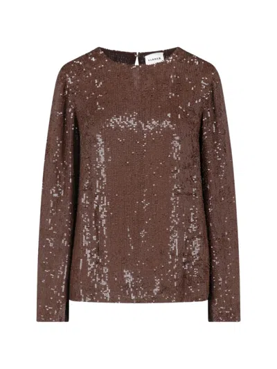 P.a.r.o.s.h Sequined Viscose Top With Round Neckline In Brown