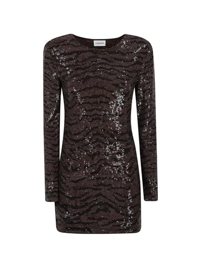 P.a.r.o.s.h Sequin-embellished Zebra-print Dress In Brown