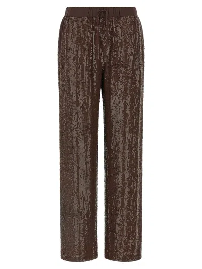 P.a.r.o.s.h . Sequin-embroidered Trousers In Brown