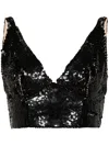 P.a.r.o.s.h Grand V-neck Sequined Cropped Top In Black