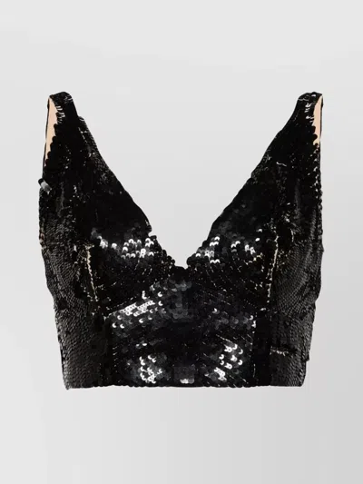 P.a.r.o.s.h Sequinned Crop Top Shines Brightly In Black