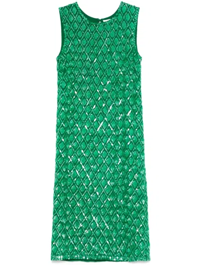 P.a.r.o.s.h Sequinned Midi Dress In Green