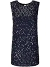 P.a.r.o.s.h Sequined Blue Mini Dress With Round Neckline In Blue