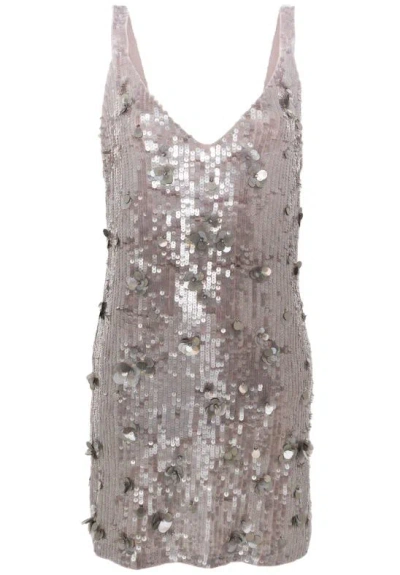 P.a.r.o.s.h Sequinned Mini Dress In Grigio Melange Chiaro