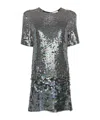P.a.r.o.s.h Sequinned Mini Shirt Dress In Gray