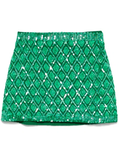 P.a.r.o.s.h Sequinned Mini Skirt In Green