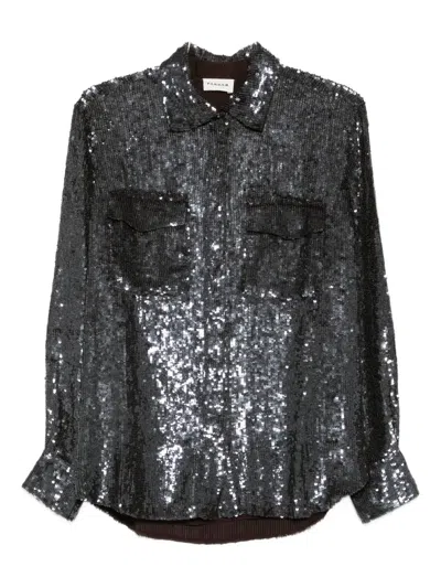 P.a.r.o.s.h Long Sleeve Top With Chest Pockets And Sequins In Black