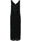 P.a.r.o.s.h Sequinned Sleeveless Midi Dress In Black
