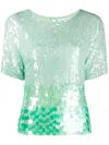 P.a.r.o.s.h Sequined Gradient Top Keyhole Back In Multi