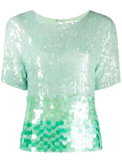 P.a.r.o.s.h Sequined Gradient Top Keyhole Back In Multi